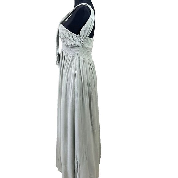 Urban Outfitters Smocked Wide Leg  jumpsuit Romper halter women‘s M green Boho - Picture 4 of 16